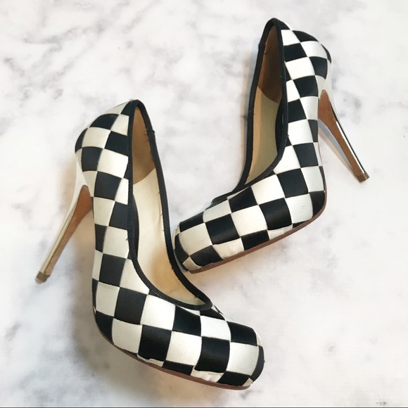black and white checkered pumps